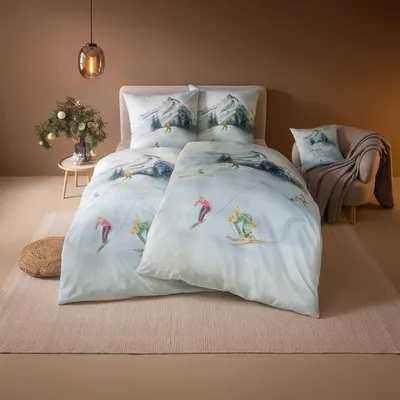 Produktbild von Estella Kuschelflanell Bettwäsche Mountaina schnee 155x220 cm + 80x80 cm