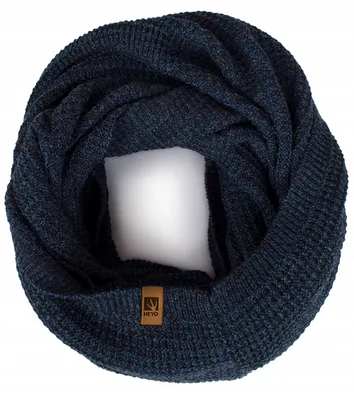 Produktbild von Strickschal Herren H16025 Rundschal Winter Loop Schal für Herren | weiches gestricktes Schlauchschal | warm (Dunkelblau)