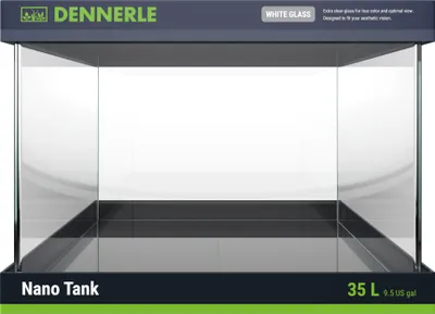 A product shot of a Dennerle Nano Tank aquarium.