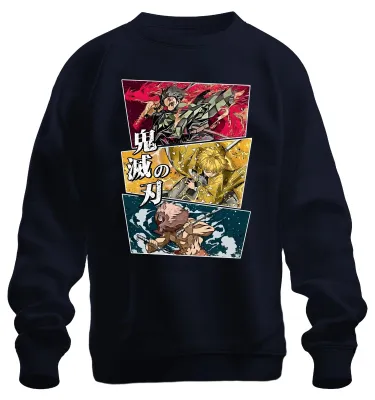 Immagine prodotto di kimetsu no Yaiba Tanjiro Zenitsu Inosuke Anime Regalo Unisex Felpa Pullover, Navy, 3XL