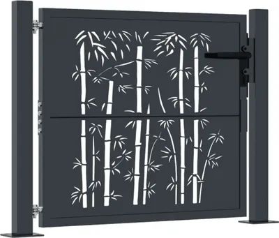 Produktbild von vidaXL Gartentor Anthrazit 100x100 cm Stahl Bambus-Design