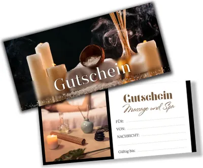 Produktbild von itenga Geschenkgutschein Fotodesign - Motiv MASSAGE Postkarte zum Ausfüllen 21,0 x 9,8 cm