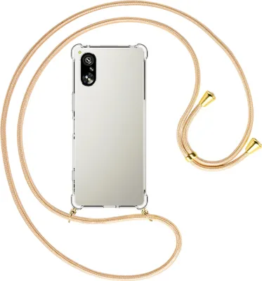 Produktbild von Handykette Backcover-Schutzhülle mit Band (Metall goldfarben) für Sony Xperia 5 V (6.1'') - Goldkordel