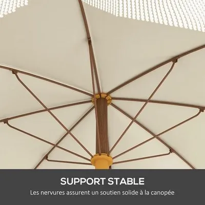 Image de Parasol de plage avec franges et protection UV 40+, rond, pour l'extérieur, avec 8 baleines