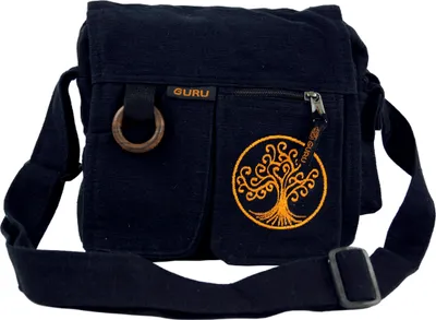 Immagine prodotto di Borsa a tracolla etnica `Tree of Life` - nero, unisex - adulto, cotone, 25*25*15 cm, borsa a tracolla alternativa, borsetta in tessuto