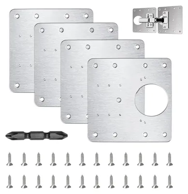 Produktbild von Scharnierreparaturplatte Scharnierplatte Montageplatte - Edelstahl - 1 mm - 4 Stück - Für Schranktüren und Möbel