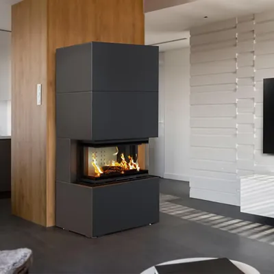 Immagine prodotto di Caminetto modulare NBC/Easy Box 7 KW Ø 160 Rivestimento in acciaio Nero