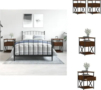 Produktbild von vidaXL Nachttische 2 Stk. Braun Eichen-Optik 40x42x55 cm Holzwerkstoff -  Nachttische