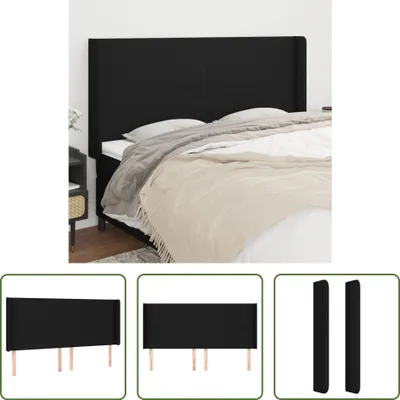 Produktbild von The Living Store Kopfteil mit Ohren Schwarz 203x16x118/128 cm Stoff