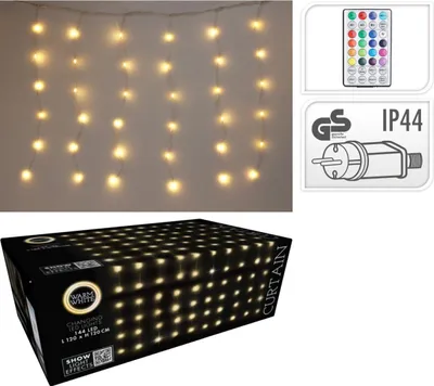 Obrázek produktu pro Světelná clona 144 LED na dálkové ovládání teplá bílá