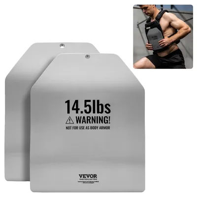 Image de VEVOR plaque de gilet lestée courbée 15 livres, paire, plaque d'haltères premium en acier, ergonomique - WOD, musculation, course à pied, entraînement musculaire, gris