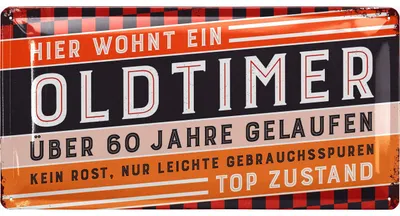 Produktbild von Retro Blechschild 60 Geburtstag Schild, 60 JAHRE OLDTIMER, Alternative zu Geburtstagskarte 60, witziges Geschenk 60 Geburtstag Mann, Metallschild
