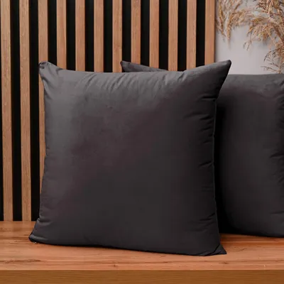 Obrázok produktu pre MG Design, dvojica vankúšových poťahov, 55 x 55 cm, tmavosivá farba - so zipsom, jemná a hladká s jemným leskom, ľahká údržba a dlhá životnosť