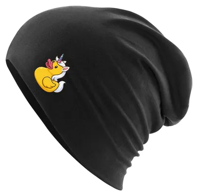 Produktbild von Huuraa Beanie Quietscheente Einhorn Gummiente Unicorn Black One Size Baumwolle und Elasthan Mütze Geschenkidee