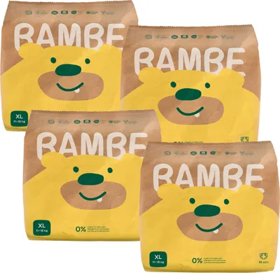 Produktbild von Bambe | Öko-Windeln | Größe XL | von 11–16 kg | ab ca. 12 Monate | Monatspackung 128 Stück