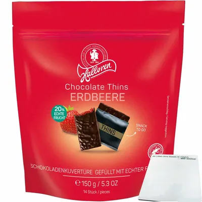 Immagine prodotto di Halloren Chocolate Thins al lampone (sacchetto da 150g) + barretta usy