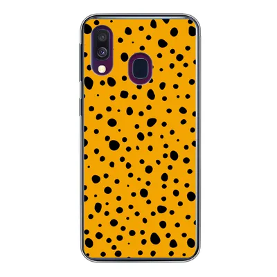 Produktbild von MuchoWow® Handyhülle Schutzhülle Hülle für Samsung Galaxy A40 Polka dots - Orange - Schwarz Silikon Softcase Handy Hülle - Handy-Tasche