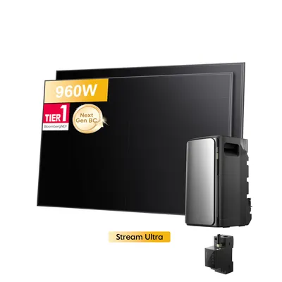 Produktbild von Balkonkraftwerk mit Speicher 1920Wh, EcoFlow Stream Ultra All-in-One Speicher mit Smarten Zähler, Sunpro 960W Solarmodule für Balkonkraftwerk 0% MwSt