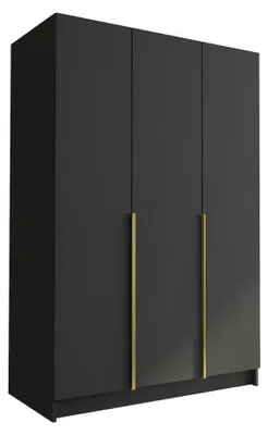 Produktbild von MIRJAN24 Kleiderschrank Calia I, Schlafzimmer, Drehtürenschrank, mit Kleiderstange, Modern, Garderobenschrank, Metallgriffe (Farbe: Schwarz / Schwarz + Gold)