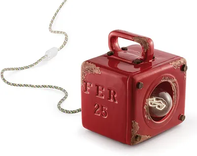 Produktbild von Vintage Industrial Lampe Eisen und Keramik Rot 1 Licht E27