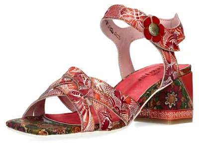 Produktbild von Laura Vita Sandalette verflochtene Spannriemen Blockabsatz Karree JACQUESO 03, Größe:38 EU, Farbe:Rot