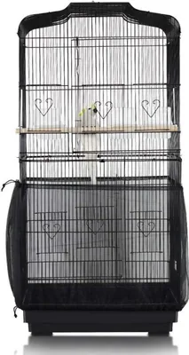 Image de ASOCEA Filet pour cage à oiseaux Couverture attrape-graines Perroquets Nylon Noir