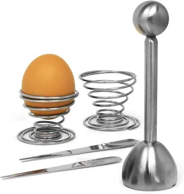 Produktbild von Famanu Eieröffner Set aus Edelstahl - Eiertrennhilfe und Eierschalenöffner