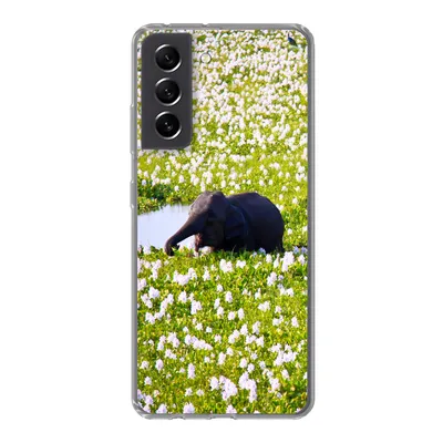 Produktbild von MuchoWow® Handyhülle Schutzhülle Hülle für Samsung Galaxy S21 FE Elefant - Wasser - Pflanzen - Grün - Natur - Tiere Silikon Softcase Handy Hülle - Mobiltelefonhülle