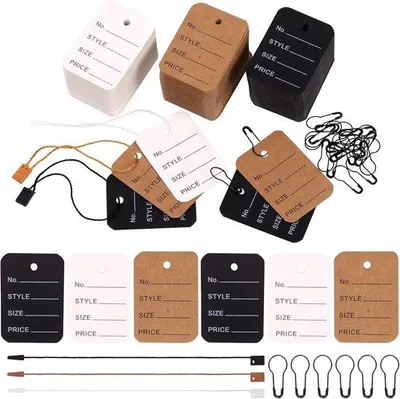 Productafbeelding van 1700 Stuks Prijstags en Hangtags met Touw - Kledinglabel en Markeringstags in 3 Kleuren