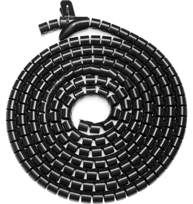 Produktbild von Digitus Flexibler Kabelspiralschlauch mit Einzugshilfe, 5 m, Kabelmuffe, Tisch/Wand, Polyethylenterephthalat, Schwarz