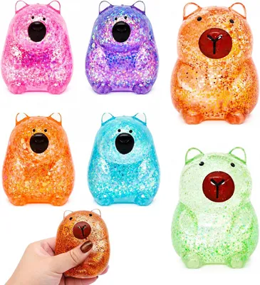 Productafbeelding van Capibara Squishies - Set van 6 - Antistressballen - Knijpspeelgoed