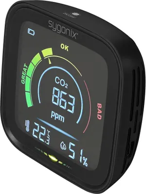 Obrázek produktu pro Sygonix termo/hygrometr s indikátorem CO2 černý (SY-5609518)