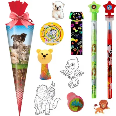 Produktbild von Stylex Schultüte Haustiere 25 cm gefüllt