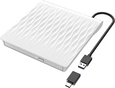 Immagine prodotto di Lettore DVD esterno USB per notebook - USB 3.0 e USB-C - Bianco