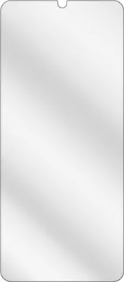 A clear screen protector for a smartphone, shown flat against a white background.