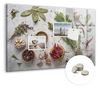 Produktbild von Dekorative Magnettafel 60x40 cm - Magnetwand - für Fotos, Karten und Notizen - Fotowand - Memoboard - Magnetpinnwand - Wanddekoration - Gewürze
