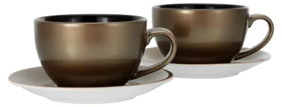 Zdjęcie produktu dla CreaTable, 25850, Golden Days Czarny, zestaw do cappuccino 4-częściowy, kamionka