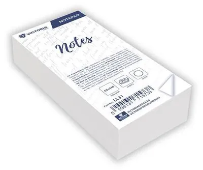Obrázek produktu pro Číšnický blok, bílá, 65 x 140 x 30 mm, čistý, 210 listů, lepený, VICTORIA OFFICE