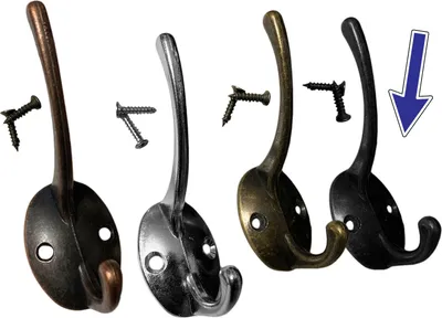 Immagine prodotto di Set di 6 ganci / appendini in metallo per giacche e cappelli (colore: nero)