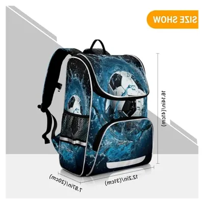 Produktbild von Blauer Wasserfußball Rucksack für Schüler, große Tasche für Jungen und Mädchen