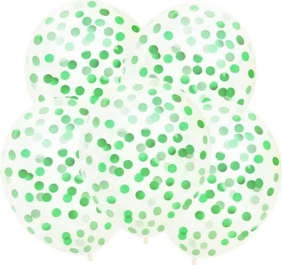 Image de Ballon transparent avec confettis VERTS, 5 pièces.