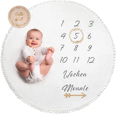 Produktbild von ODOXI Baby-Decke mit Meilenstein Personalisiertes Geburtsgeschenk