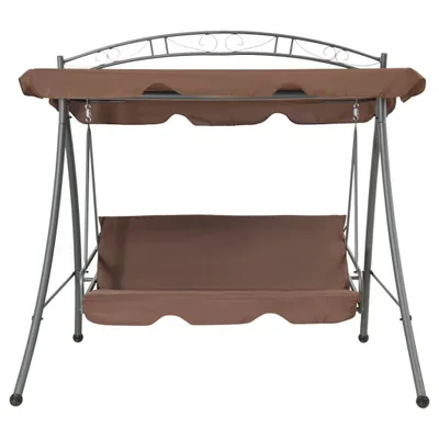 Image de vidaXL Balancelle hollywoodienne avec fonction lit et toit brun café