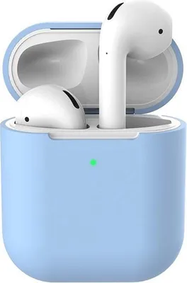 Image de Étui en silicone | compatible avec les AirPods | bleu pastel