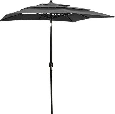Produktbild von Sonnenschirm mit Aluminium-Mast 3-lagig Anthrazit 2x2 m