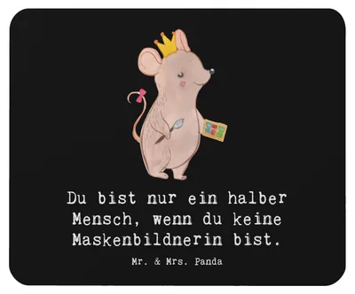 Produktbild von Mr. & Mrs. Panda Mouse Pad Maskenbildnerin Herz - Schwarz - Geschenk, Mauspad, Spruch, mousematte, Make Up Artist, Kosmetikstudio, Lustig, Ausbildung, Beauty Salon, pc