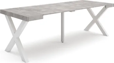 Produktbild von Ausziehbarertisch, 222x90x73cm, Für 10 Gäste, Massivholz Beine, Zementgrau