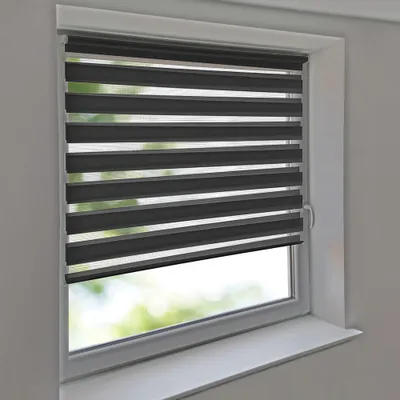 Produktbild von Doppelrollo 35 x 160 cm anthrazit Klemmfix ohne Bohren Vario Seitenzug Duorollo