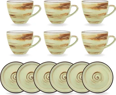 Produktbild von Wilmax Kaffee Tassen & Untertassen Set 6-teilig 190 ml Porzellan WL-669135/AB6