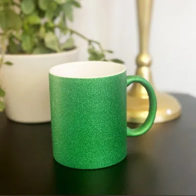 Produktbild von Plottermarie Sublimationsrohlinge Sublimations-Tassen für personalisierte Geschenkideen – Sublimationsrohlinge, Fotogeschenke, Personalisierung & DIY Glitter Keramik Green 2er Set